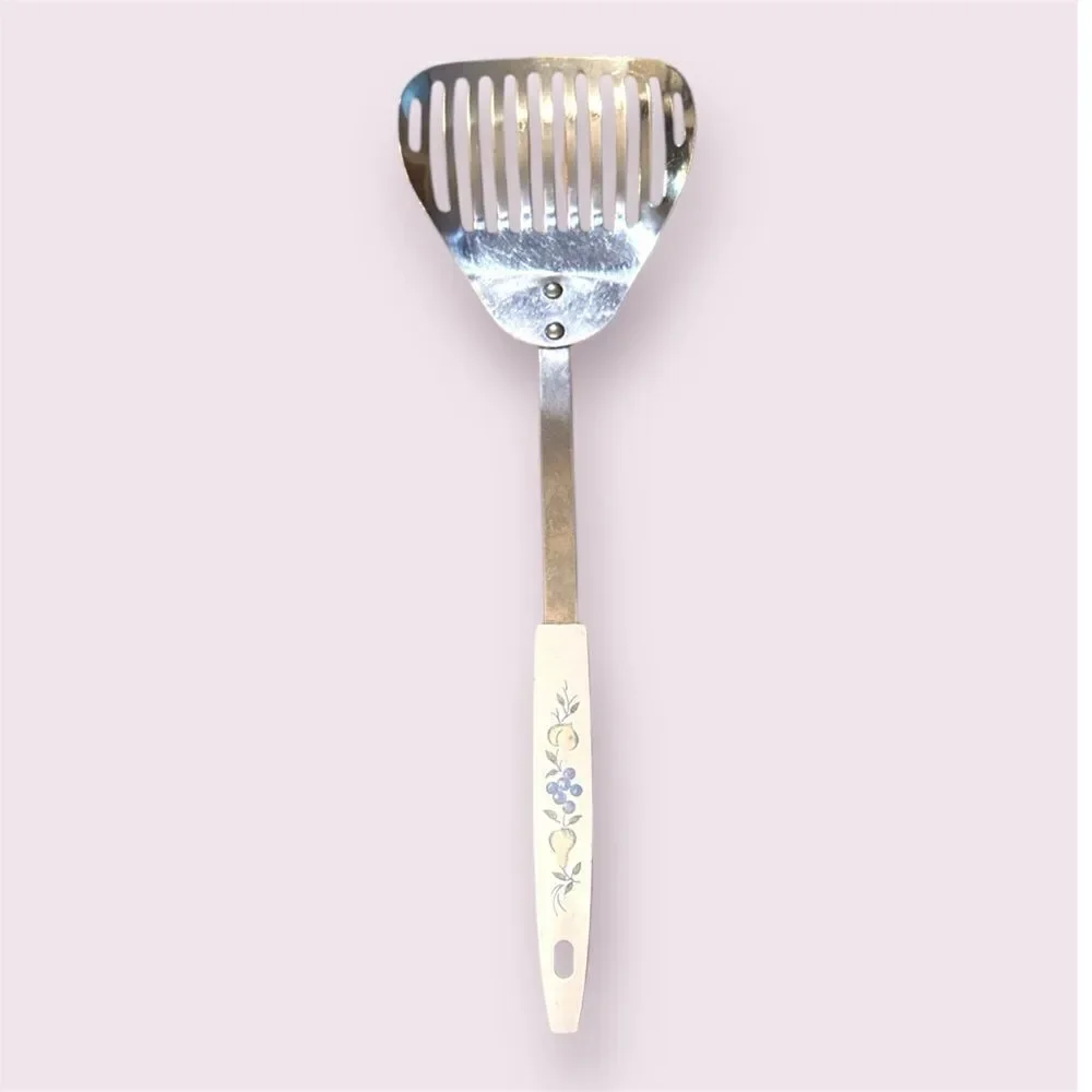 VINTAGE Strainer USA Spatula Stainless Steel With Fruit Pattern Handle